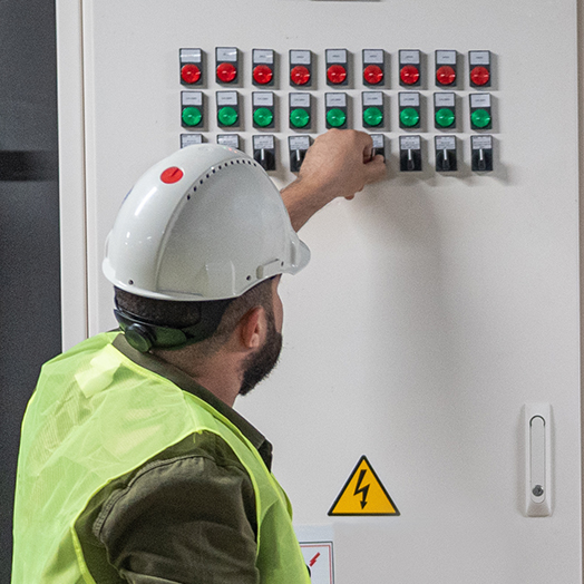 electrician with switches
