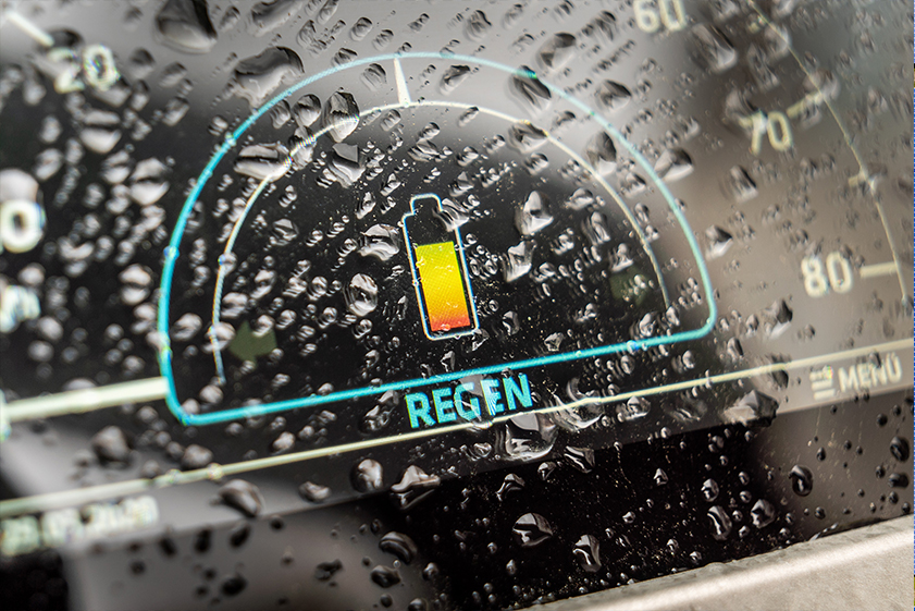 fuel meter with rain drops